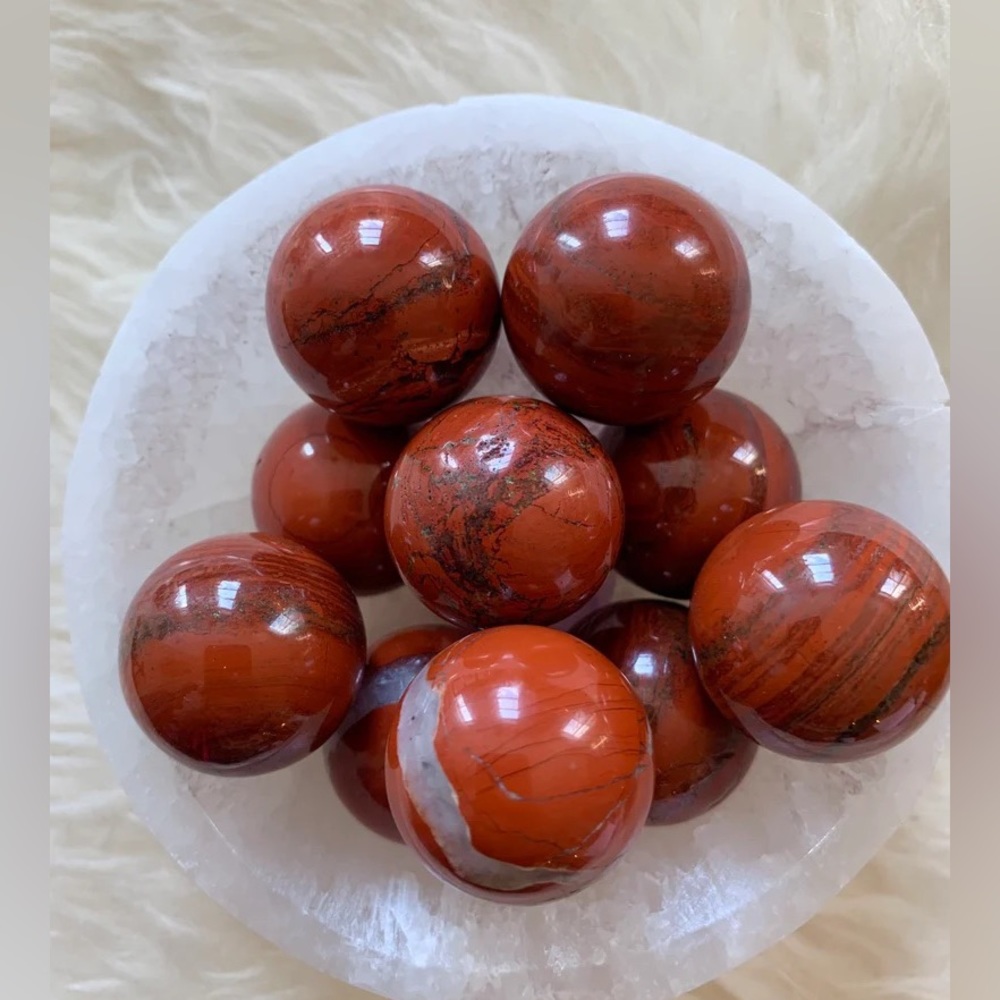 One Red Jasper Mini Sphere Pocket Crystal for Traveler Healing Crystals Decor - Picture 5 of 7
